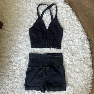 NWOT FP movement good karma running shorts and crop tank set xs/s